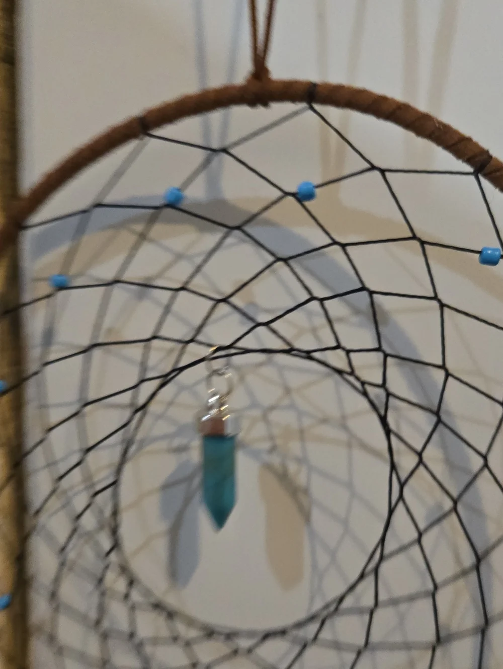 Teal Feather Dreamcatcher Wall Hanging